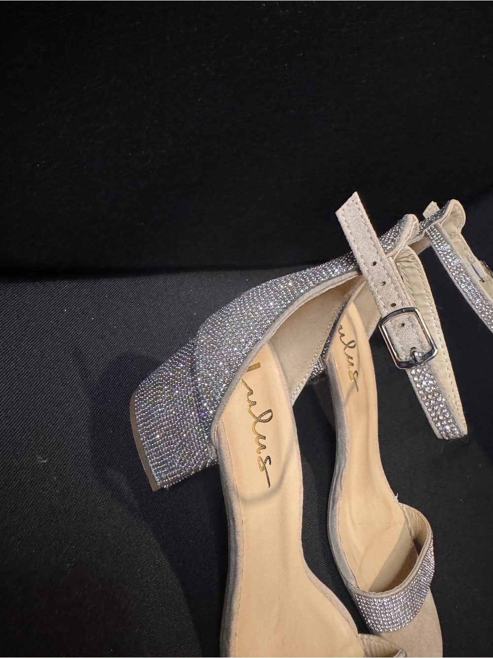 Lulu's Nude Rhinestone Ankle-Strap Block Heels - Picture 3 of 6